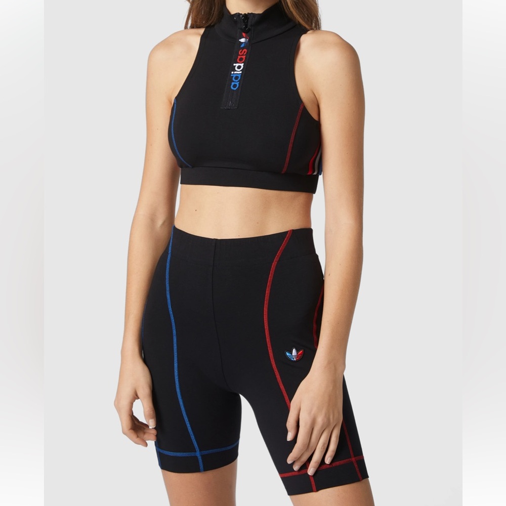 Adidas Crop Top Biker Short Set
